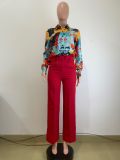 Career Women's Autumn Winter Printed Casual Office Ladies Long-Sleeved Shirts