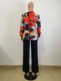 Career Women's Autumn Winter Printed Casual Office Ladies Long-Sleeved Shirts