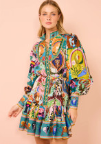 Women Casual printed shirt dress