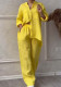 Women Casual Solid Shirt Wide Leg Pants Two Piece Set