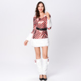Christmas party long-sleeved striped performance costume