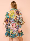 Women Casual printed shirt dress