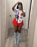 Women basketball uniform American retro casual short sleeve Top