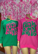 Women casual letter round neck long sleeve knitting Top Women casual letter round neck long sleeve knitting Top