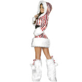 Christmas party long-sleeved striped performance costume