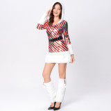 Christmas party long-sleeved striped performance costume