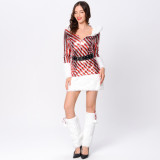Christmas party long-sleeved striped performance costume