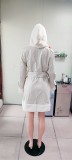 Turndown Collar Fur Patchwork Jacket Women's Winter Warm Ruffled Hooded  Slim Waist Coat