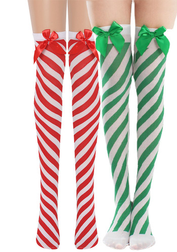 Red and white Christmas stockings Bow twill stockings Christmas stockings