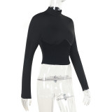 Women autumn casual waist long sleeve top