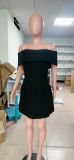 Women Belt Off Shoulder Party Dress