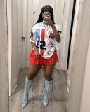 Women basketball uniform American retro casual short sleeve Top