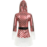 Christmas party long-sleeved striped performance costume
