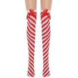 Red and white Christmas stockings Bow twill stockings Christmas stockings