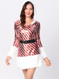 Christmas party long-sleeved striped performance costume