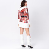 Christmas party long-sleeved striped performance costume