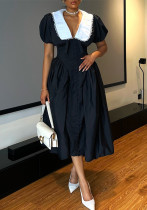 Women autumn and winter French puff sleeve Maxi dress Women autumn and winter French puff sleeve Maxi dress