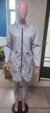 Women Casual hooded fleece jacket and pant two-piece set