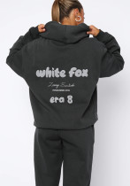 Women sports long-sleeved printed Hoodies and Pant Two Piece Set