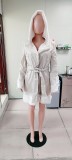 Turndown Collar Fur Patchwork Jacket Women's Winter Warm Ruffled Hooded  Slim Waist Coat