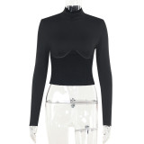 Women autumn casual waist long sleeve top