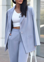 Women's Contrast Striped Blazer Pants Set