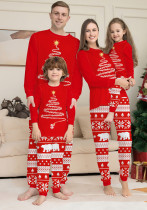 Home Clothes Printed Pajamas Christmas Parent-Child Round Neck Long Sleeve Pants Set