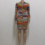 Sexy Fashion Printing Button Shirt Women's Dress