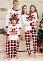 Plaid Deer Christmas Parent-Child Suit Printed Home Clothes Pajamas Pants Set