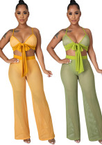 Sexy Fashion Hollow See Through Beach Two Piece Pants Set