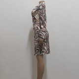 Sexy Fashion Printing Button Shirt Women's Dress