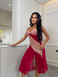 Sexy Nightdress Lace Hollow Embroidery Strap Long Dress