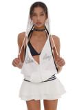 Strap Contrasting Colors Sports Sexy Sleeveless V-Neck Patchwork Pleated Short Dress
