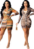 Sexy Fashion Printing Button Shirt Women's Dress