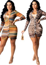 Sexy Fashion Printing Button Shirt Women's Dress