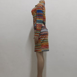 Sexy Fashion Printing Button Shirt Women's Dress