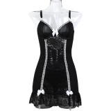 Women Lace Temptation Dress Thong Sexy Lingerie Set