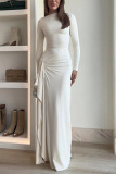 Women Casual Lace-up Elastic Long Sleeve Dress