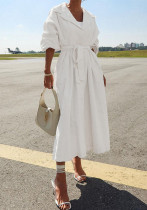 Women Long-sleeved Solid Windbreaker Long Coat Women Long-sleeved Solid Windbreaker Long Coat