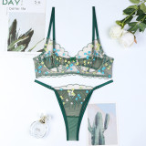 Women Mesh Flower Embroidery Wave Lace See-Through Sexy Lingerie