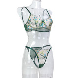 Women Mesh Flower Embroidery Wave Lace See-Through Sexy Lingerie