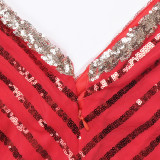 Plus Size African Women Autumn Lace Patchwork Sequins Dress