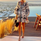 Women Autumn Printed Beach Dress