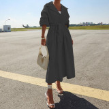Women Long-sleeved Solid Windbreaker Long Coat