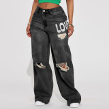 Women Wide-leg Denim Jeans