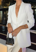 Women Autumn and Winter Long-sleeved White Elegant Blazer
