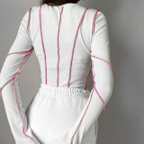 Women Round Neck Bell Bottom Sleeve Ribbed Top Long Sleeve T-shirt