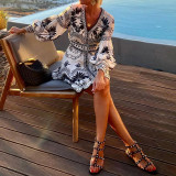 Women Autumn Printed Beach Dress