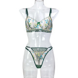 Women Mesh Flower Embroidery Wave Lace See-Through Sexy Lingerie