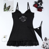 Women Lace Temptation Dress Thong Sexy Lingerie Set